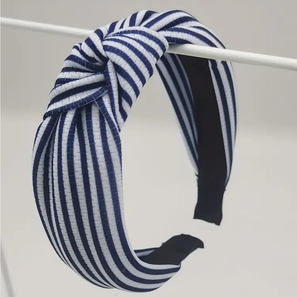Navy Blue Striped Headband - Picture 1 of 4